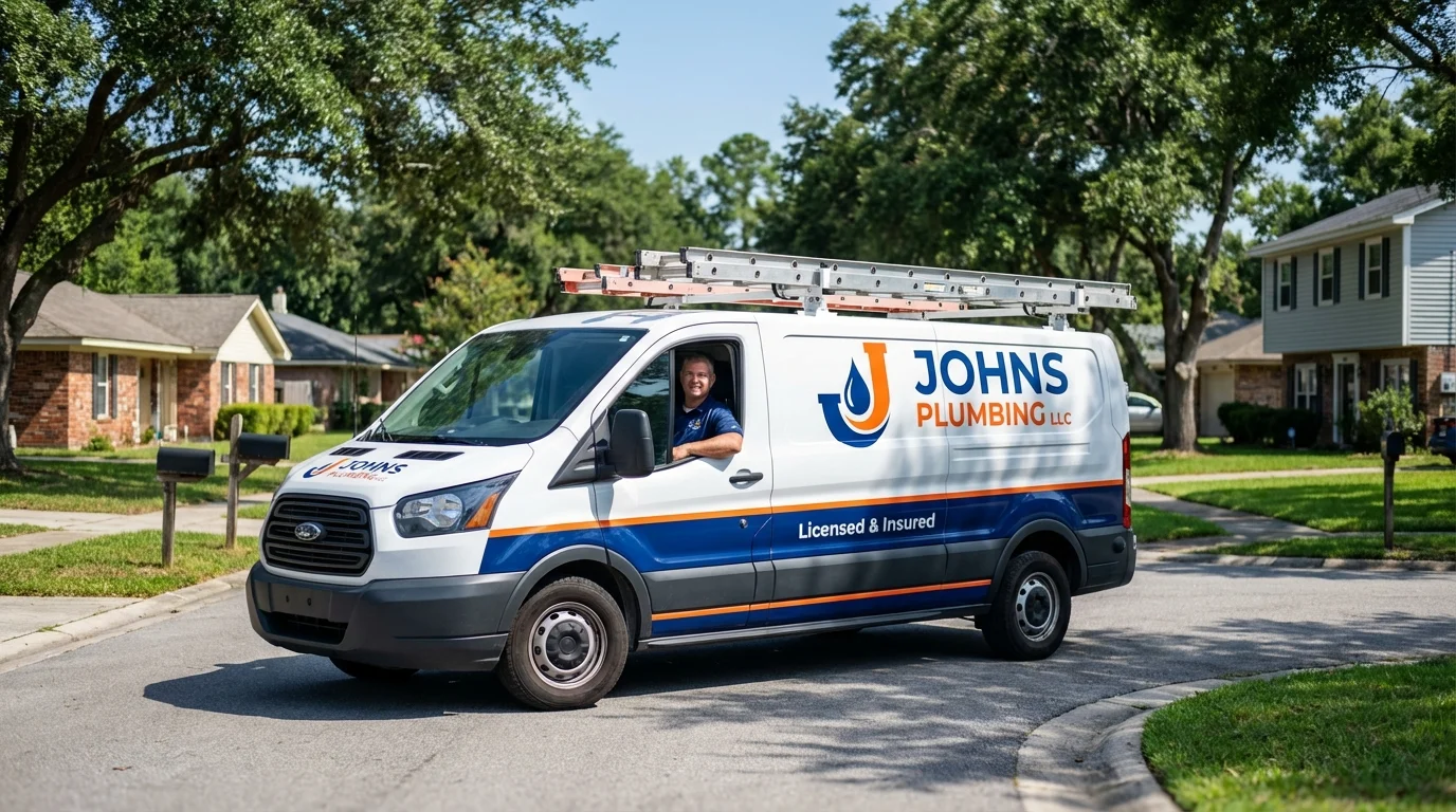 Johns Plumbing LLC service van in Hughesville, MD