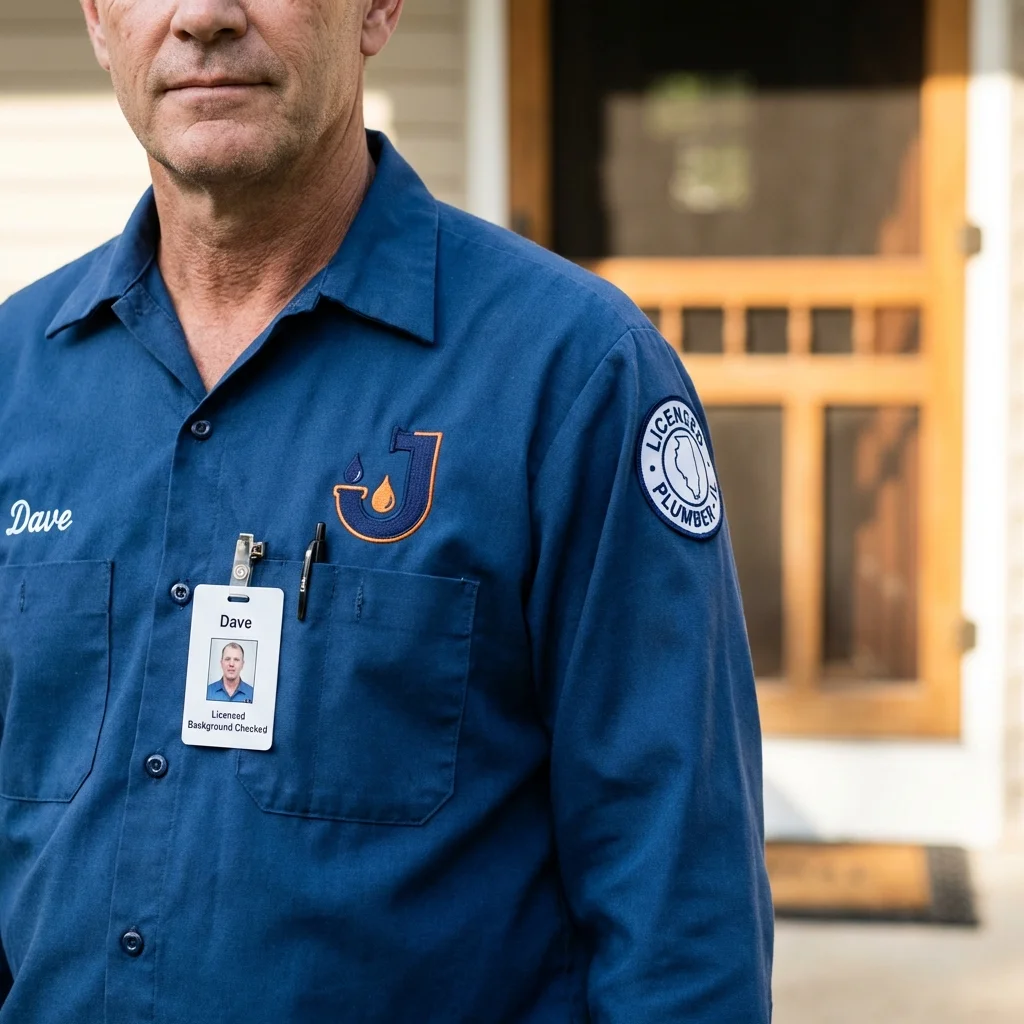 Licensed plumber showing ID badge in Hughesville, MD