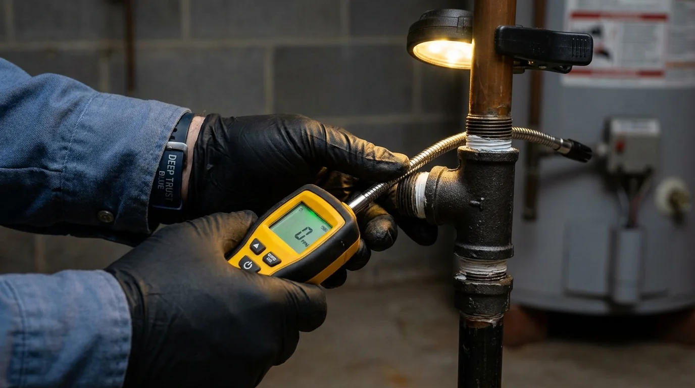 Gas leak detection with electronic sniffer by Johns Plumbing LLC in Hughesville