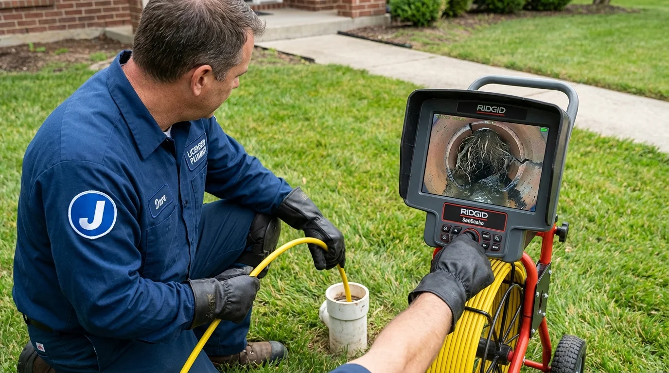 Sewer camera inspection being performed by Johns Plumbing LLC in Hughesville